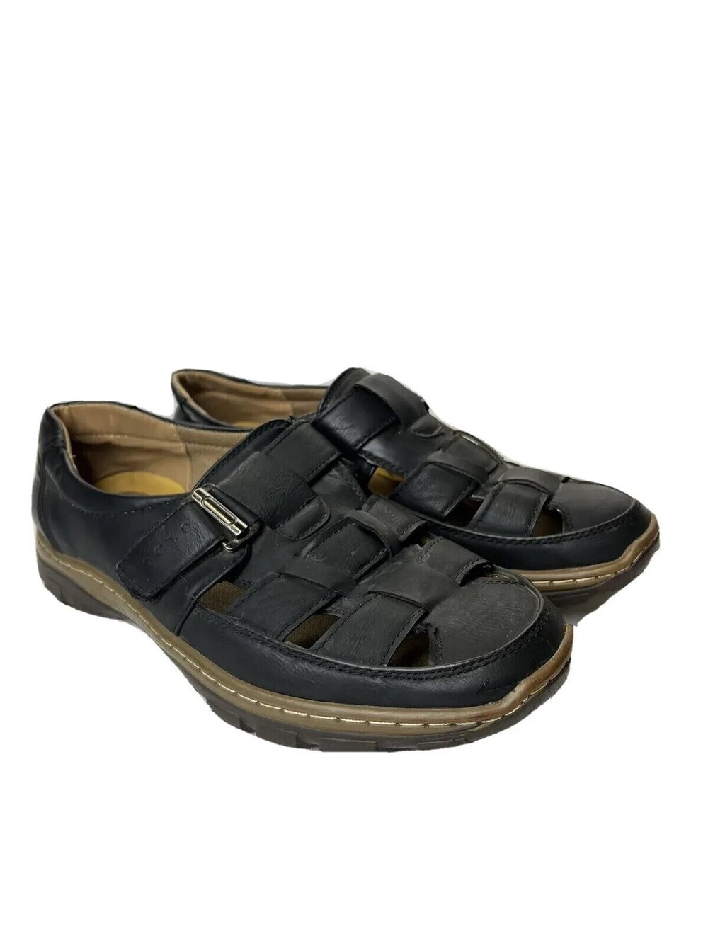 Solo Men Fisherman Sandals Black Leather - Size 9.5 Good Condition!